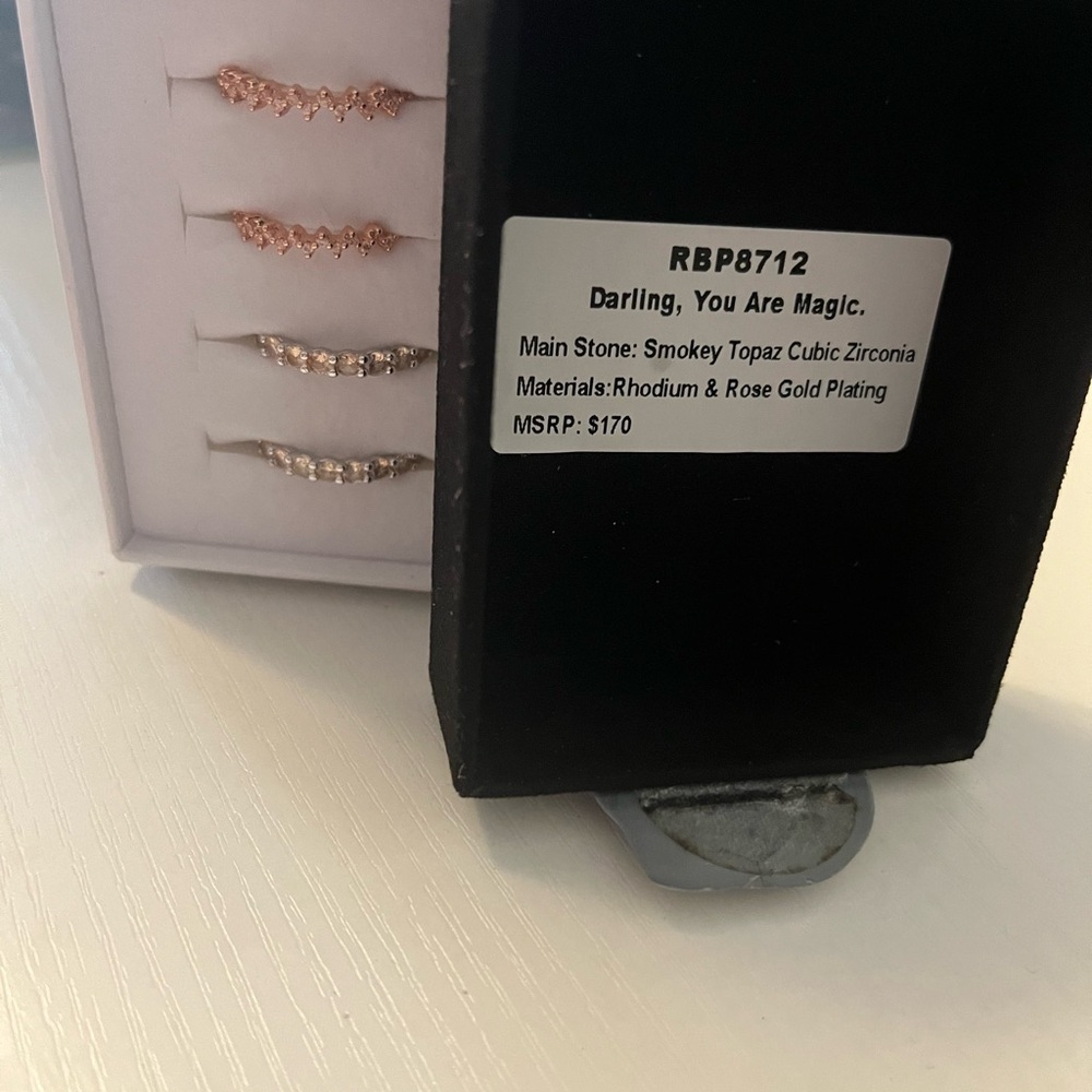 Bomb party Rose Gold Plated ring with Smokey Topaz Cubic Zirconia